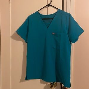 FIGS CATARINA ONE POCKET SCRUB TOP TURQUOISE